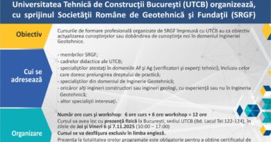 CURSURI DE FORMARE PROFESIONALA CONTINUA IN DOMENIUL INGINERIEI GEOTEHNICE 2025